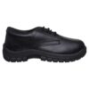 A pair of 'Appson' in black color, lace-up work shoes from Agarsonshoes with thick, rugged soles. The shoes have a textured leather upper and are designed to provide durability and support.