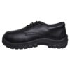 A pair of 'Appson' in black color, lace-up work shoes from Agarsonshoes with thick, rugged soles. The shoes have a textured leather upper and are designed to provide durability and support.