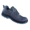 A single shoe of Blaze Safety shoe in gray color seems to hiking shoes from Agarson safety shoe are displayed against a white background. The shoes feature a mesh upper, sturdy rubber soles with deep treads for grip, and black laces. The brand logo is visible on the tongue of the shoe in the foreground.