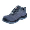 A single shoe of Blaze Safety shoe in gray color seems to hiking shoes from Agarson safety shoe are displayed against a white background. The shoes feature a mesh upper, sturdy rubber soles with deep treads for grip, and black laces. The brand logo is visible on the tongue of the shoe in the foreground.