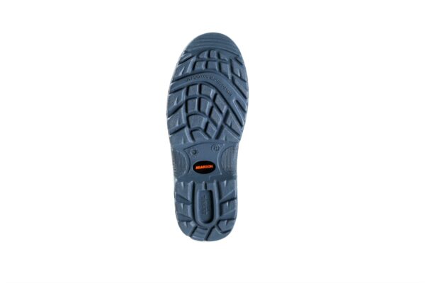 A single shoe of Blaze Safety shoe in gray color seems to hiking shoes from Agarson safety shoe are displayed against a white background. The shoes feature a mesh upper, sturdy rubber soles with deep treads for grip, and black laces. The brand logo is visible on the tongue of the shoe in the foreground.