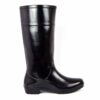 A single boot of ceaser safety gumboot, Shiny black agarsongumboots with a sleek design, featuring a slightly ridged sole and mid-calf height. The boots are standing upright side by side on a white background.